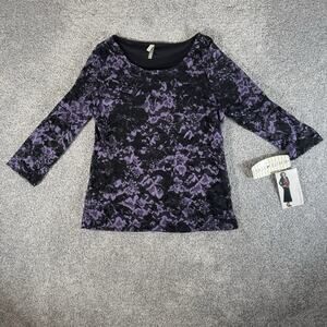 Y2K Dark Romantic Plum Floral Lace Top L Whimsigoth Fairy Grunge Coquette Plum